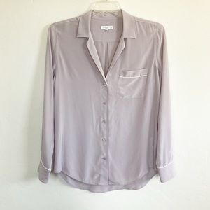 Equipment Keira Silk Long Sleeve Button Down Pajama Top Pink Medium